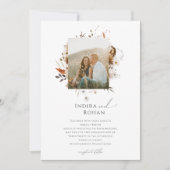 Boho Autumn Wildflower | Foto Lijst bruiloft Kaart (Voorkant)