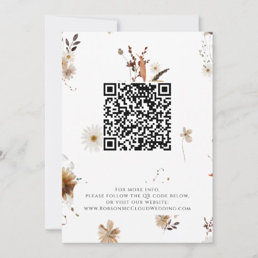 Boho Autumn Wildflower | Foto Lijst QR-code Save The Date (Achterkant)