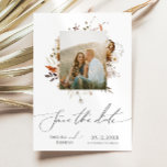 Boho Autumn Wildflower | Foto Lijst Save The Date<br><div class="desc">Introductie van onze prachtige boho herfst wilde bloem | Photo lijst Save the date, die een eenvoudig en modern ontwerp omarmt dat de schoonheid van de natuur weerspiegelt. Met geperste gedroogde herfst waterverf bloemen en terracotta bladeren, het vangt de essentie van oktober verbrande oranje tinten, het creëren van een minimalistisch...</div>