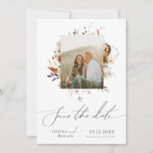 Boho Autumn Wildflower | Foto Lijst Save The Date (Voorkant)