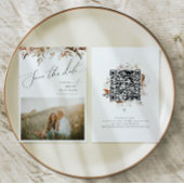 Boho Autumn Wildflower Foto | QR-code Save The Date