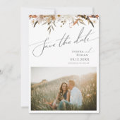 Boho Autumn Wildflower Foto | QR-code Save The Date (Voorkant)