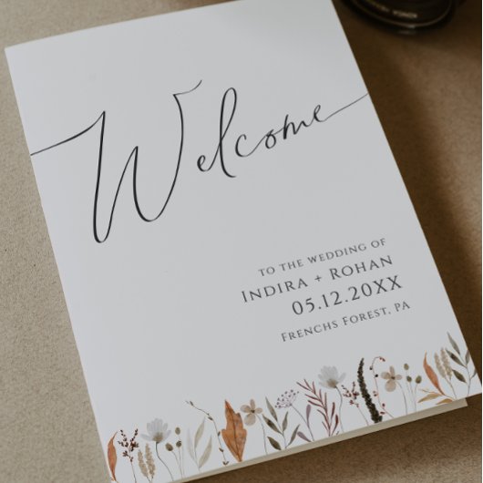 Boho Autumn Wildflower | Gevouwen huwelijksprogram Programma
