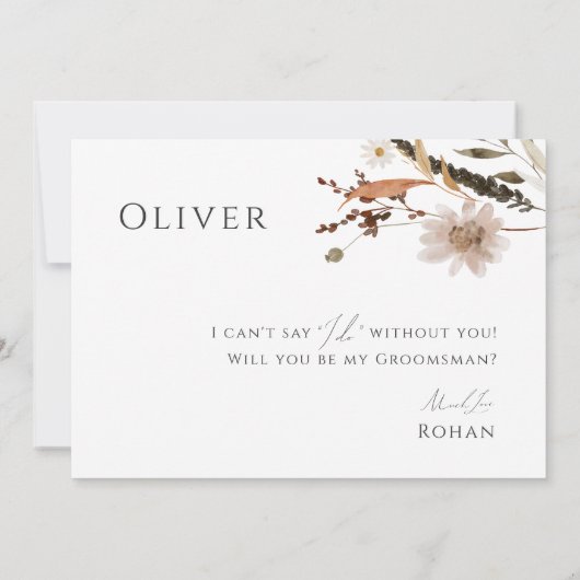Boho Autumn Wildflower | Groomsman Voorstel Kaart (Achterkant)