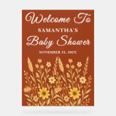 Boho Autumn Wildflower Herfst Baby shower Welkom Acryl Bord (Voorkant)