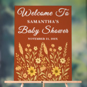 Boho Autumn Wildflower Herfst Baby shower Welkom Acryl Bord (Neutraal)