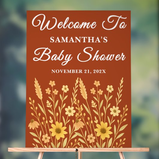 Boho Autumn Wildflower Herfst Baby shower Welkom Acryl Bord (Neutraal)