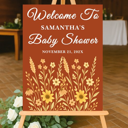 Boho Autumn Wildflower Herfst Baby shower Welkom Acryl Bord