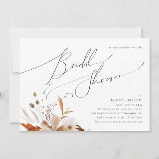 Boho Autumn Wildflower | Horizontaal Vrijgezellenf Kaart (Voorkant)