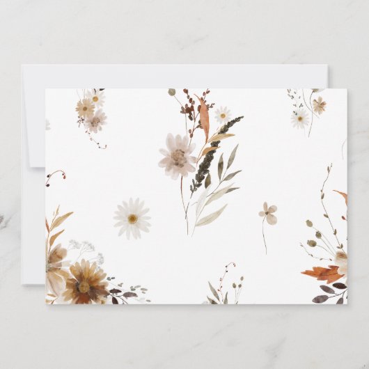 Boho Autumn Wildflower | Horizontaal Vrijgezellenf Kaart (Achterkant)