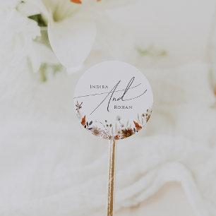 Boho Autumn Wildflower Huwelijksenvelop afdichti Ronde Sticker