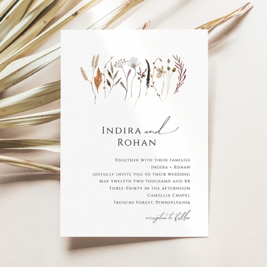 Boho Autumn Wildflower | Huwelijksuitnodiging Kaart