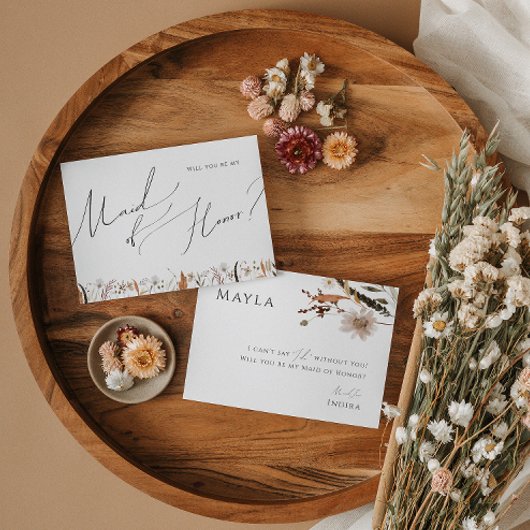 Boho Autumn Wildflower | Kaart voor de bruidsmeisj