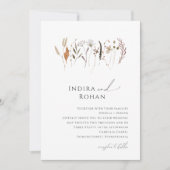 Boho Autumn Wildflower | Monogram Foto Bruiloft Kaart (Voorkant)