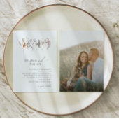 Boho Autumn Wildflower | Monogram Foto Bruiloft Kaart