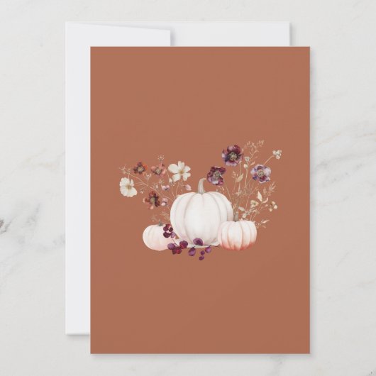 Boho Autumn Wildflower Pompoen Vrijgezellenfeest Kaart (Achterkant)