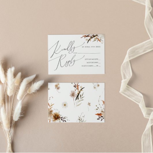 Boho Autumn Wildflower | RSVP-kaart RSVP Kaartje