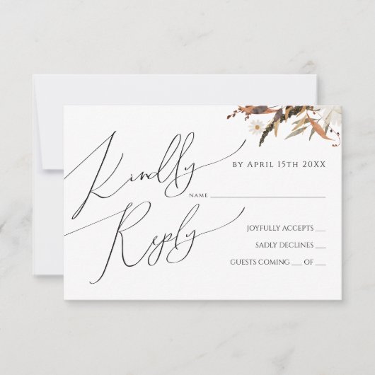 Boho Autumn Wildflower | RSVP-kaart RSVP Kaartje (Voorkant)