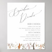 Boho Autumn Wildflower Signature Drinken Sign Poster (Voorkant)