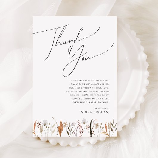 Boho Autumn Wildflower | Tafel bedankpas Briefkaart