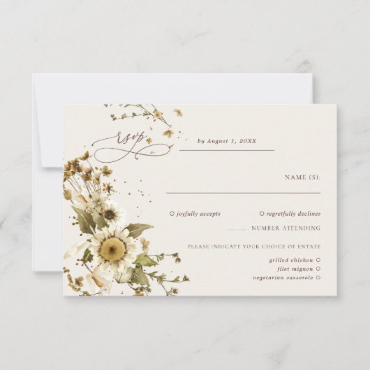 Boho Autumn Wildflower | Terracotta bruiloft RSVP Kaartje (Voorkant)