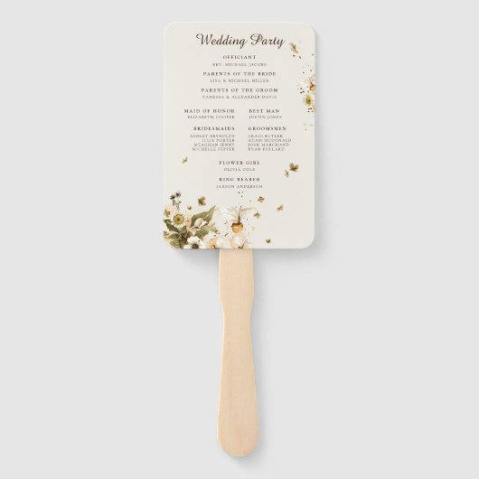 Boho Autumn Wildflower | Trouwprogramma Hand Fan Handwaaier (Achterkant)