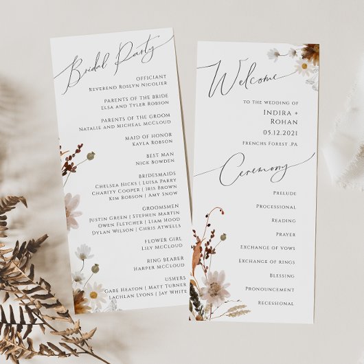 Boho Autumn Wildflower | Trouwprogramma Programmakaart