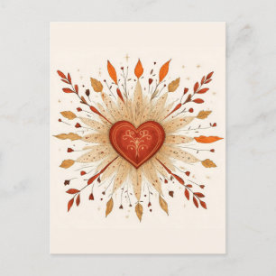 Boho Autumnal Heart Illustratie Briefkaart