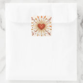 Boho Autumnal Heart Illustratie Vierkante Sticker (Tas)