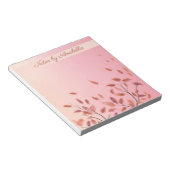 Boho Autumnal Pink Leaf aangepaste naam Notitieblok (Schuin)