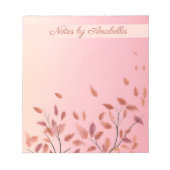 Boho Autumnal Pink Leaf aangepaste naam Notitieblok (Voorkant)