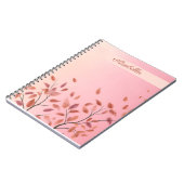 Boho Autumnal Pink Leaves aangepaste naam Notitieboek (Linkerzijde)