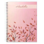 Boho Autumnal Pink Leaves aangepaste naam Notitieboek (Voorkant)