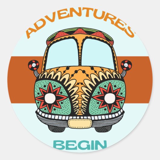 BOHO AVONTUREN BEGIN HONEYMOON RONDE STICKER (Voorkant)