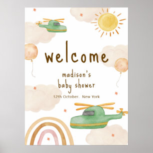 Boho Avontuur Helikopter Baby Shower Welkom  Poster