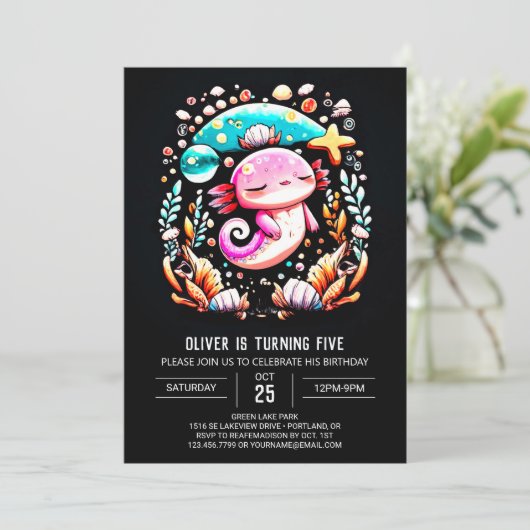 Boho Axolotl aangepaste verjaardag Kaart (Staand voorkant)