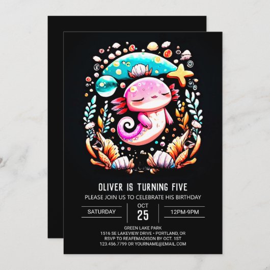 Boho Axolotl aangepaste verjaardag Kaart (Voorkant / Achterkant)