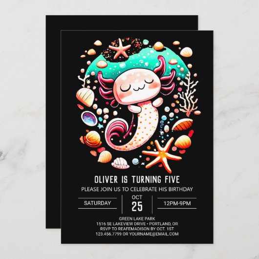 Boho Axolotl betoverde verjaardag Kaart (Voorkant / Achterkant)