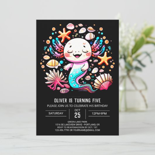 Boho Axolotl Custom Verjaardag Viering Kaart (Staand voorkant)