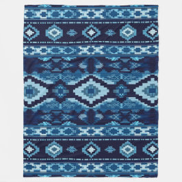 Boho Aztec Blauw gebreid ontwerp Fleece Deken