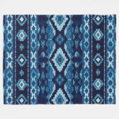 Boho Aztec Blauw gebreid ontwerp Fleece Deken (Voorkant (Horizontaal))