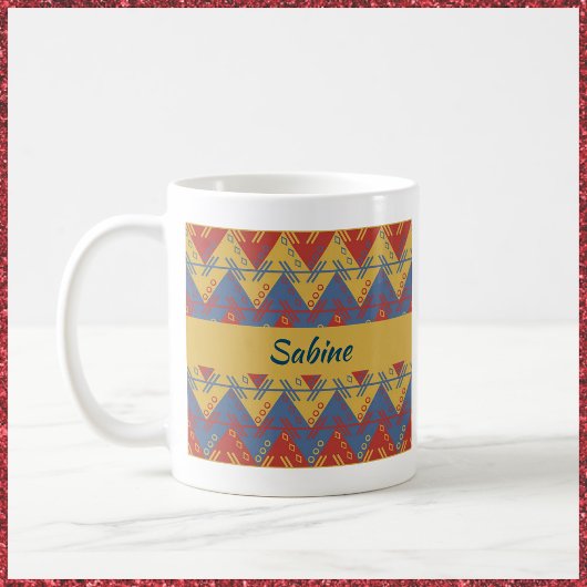 Boho Aztec Style Blue Red en Gold Koffiemok