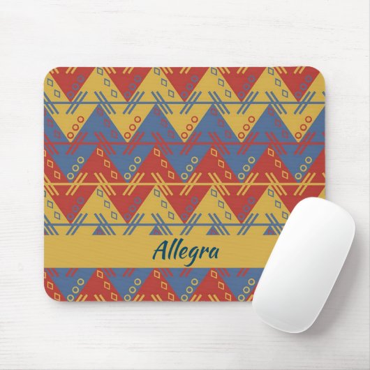 Boho Aztec Style Blue Red en Gold Muismat (Met muis)