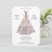 Boho Aztec Teepee Eerste Verjaardag Kaart (Staand voorkant)