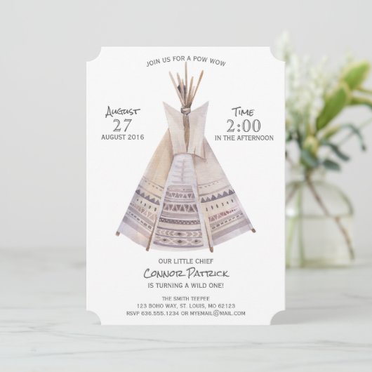 Boho Aztec Teepee Eerste Verjaardag Kaart (Staand voorkant)