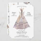 Boho Aztec Teepee Eerste Verjaardag Kaart (Voorkant / Achterkant)