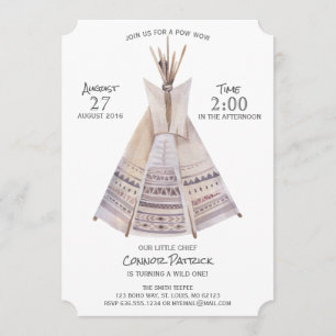 Boho Aztec Teepee First Birthday Kaart