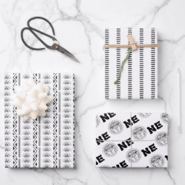 Boho Aztec Thleline Art Sun One 1e verjaardag Inpakpapier Vel