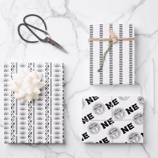 Boho Aztec Thleline Art Sun One 1e verjaardag Inpakpapier Vel (Voorkant)