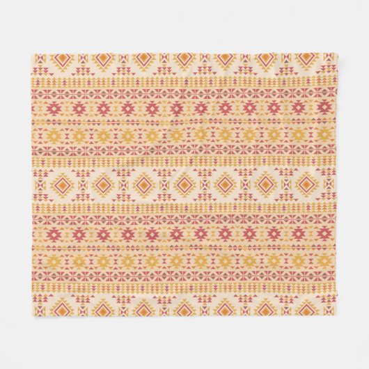 Boho Aztec Tribal Mudcloth in Roze Blush + Sinaasa Fleece Deken (Voorkant (Horizontaal))